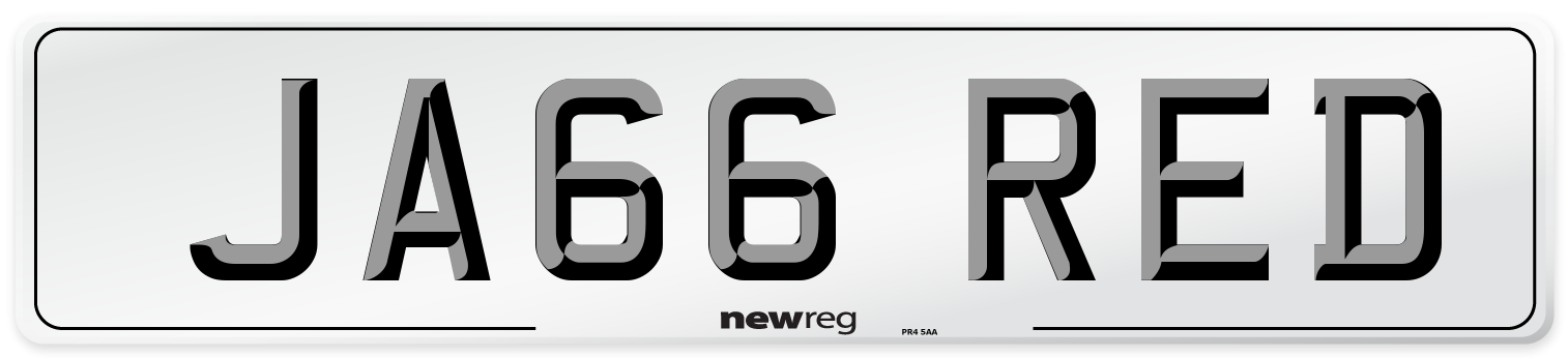 JA66 RED Number Plate from New Reg